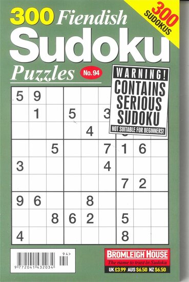 300 Fiendish Sudoku Puzzles Magazine